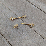 14G 9/16 Clear Gem Gold Tone Flying Dragonfly Nipple Ring Set