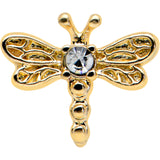 20G 7mm Clear Gem Gold Tone Flying Dragonfly L Shape Nose Ring