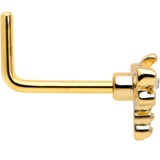 20G 7mm Clear Gem Gold Tone Flying Dragonfly L Shape Nose Ring