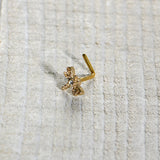 20G 7mm Clear Gem Gold Tone Flying Dragonfly L Shape Nose Ring