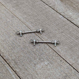 14G 9/16 Aurora Gem Ornate Dragonflies Barbell Nipple Ring Set