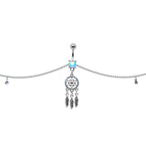 Clear Aurora Gem Southwest Dreamcatcher Dangle Belly Ring Belly Chain