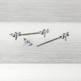 14G 5/8 Purple Gem Simple Styled Dragonfly Barbell Nipple Ring Set