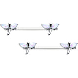 14G 5/8 White Faux Opal Styled Dragonfly Barbell Nipple Ring Set