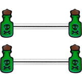 14G 9/16 Poison Green Bottle Glow in Dark Barbell Nipple Ring Set