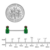 14G 9/16 Poison Green Bottle Glow in Dark Barbell Nipple Ring Set