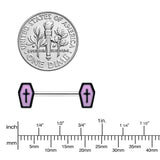 14G 9/16 Creepy Coffin Lt Purple Glow in the Dark Nipple Ring Set
