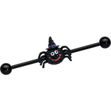 14G Black Halloween Smiling Witch Spider Industrial Barbell 38mm