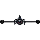 14G Black Halloween Smiling Witch Spider Industrial Barbell 38mm