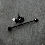 14G Black Halloween Smiling Witch Spider Industrial Barbell 38mm