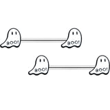 14G 9/16 Halloween Ghost Glow in the Dark Barbell Nipple Ring Set