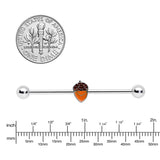 14G Autumn Acorn Brown Orange Industrial Barbell 38mm