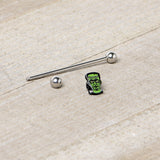 14G Frankenstein Head Green Glow in Dark Industrial Barbell 38mm
