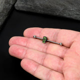 14G Frankenstein Head Green Glow in Dark Industrial Barbell 38mm