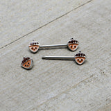 14G 9/16 Autumn Acorn Face Brown Fall Barbell Nipple Ring Set