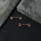 14G 9/16 Autumn Acorn Face Brown Fall Barbell Nipple Ring Set