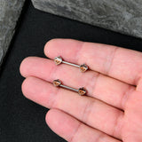 14G 9/16 Autumn Acorn Face Brown Fall Barbell Nipple Ring Set