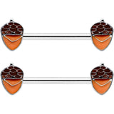14G 9/16 Autumn Acorn Brown Orange Barbell Nipple Ring Set