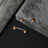 14G 9/16 Autumn Acorn Brown Orange Barbell Nipple Ring Set