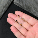 14G 9/16 Autumn Acorn Brown Orange Barbell Nipple Ring Set