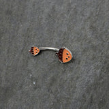 Autumn Acorn Face Brown Fall Double Mount Belly Ring