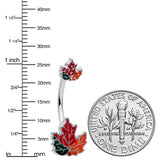 Autumn Tricolor Maple Leaves Red Green Orange Double Mount Belly Ring