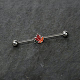 14G Autumn Tricolor Red Maple Leaf Industrial Barbell 38mm