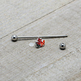 14G Autumn Tricolor Red Maple Leaf Industrial Barbell 38mm