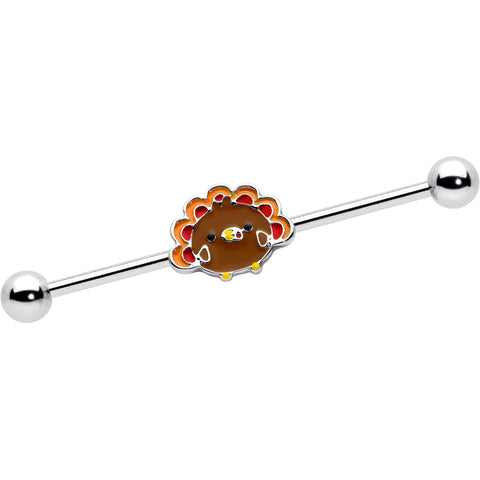 14G Cute Colorful Turkey Thanksgiving Industrial Barbell 38mm