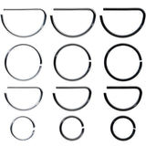20G 12 Pack ASTM F-136 Implant Grade Titanium Nose Hoop D Shaped Septum Ring and Cartilage Ear Hoop Earring Set