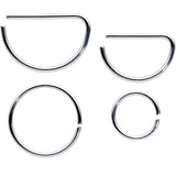 20G 12 Pack ASTM F-136 Implant Grade Titanium Nose Hoop D Shaped Septum Ring and Cartilage Ear Hoop Earring Set