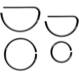 20G 12 Pack ASTM F-136 Implant Grade Titanium Nose Hoop D Shaped Septum Ring and Cartilage Ear Hoop Earring Set