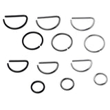 20G 12 Pack ASTM F-136 Implant Grade Titanium Nose Hoop D Shaped Septum Ring and Cartilage Ear Hoop Earring Set