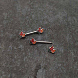 14G 9/16 Autumn Tricolor Maple Leaf Barbell Nipple Ring Set