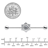 14G Clear Gem Filigree Winter Snowflake Industrial Barbell 38mm