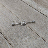 14G Clear Gem Filigree Winter Snowflake Industrial Barbell 38mm