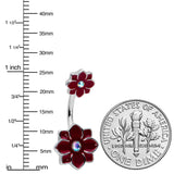 Aurora Gem Poinsettia Flower Festive Double Mount Belly Ring