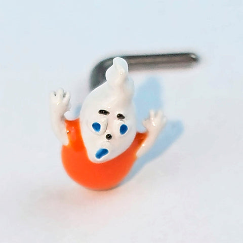 20G 7mm Pumpkin Haunter Ghost L Shape Nose Ring