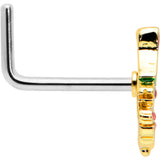 20G 7mm Red Gem Deco Holiday Tree Golden L Shape Nose Ring