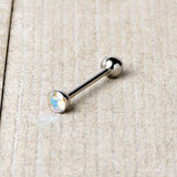 Aurora CZ Gem ASTM F-136 Implant Grade Titanium Threadless Barbell Tongue Ring