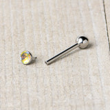Aurora CZ Gem ASTM F-136 Implant Grade Titanium Threadless Barbell Tongue Ring