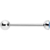 Blue CZ Gem ASTM F-136 Implant Grade Titanium Threadless Barbell Tongue Ring