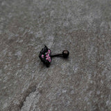 Black Bat Heart Halloween Pink Green Belly Ring