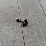 Black Bat Heart Halloween Pink Green Belly Ring