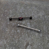 14G Black Bat Heart Halloween Clear Industrial Barbell 38mm Set of 2