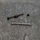 14G Black Bat Heart Halloween Clear Industrial Barbell 38mm Set of 2