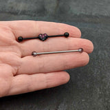 14G Black Bat Heart Halloween Clear Industrial Barbell 38mm Set of 2