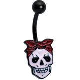 Black Halloween Skull Kerchief Spooky Belly Ring