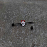14G Black Halloween Skull Kerchief Industrial Barbell 38mm