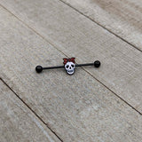 14G Black Halloween Skull Kerchief Industrial Barbell 38mm